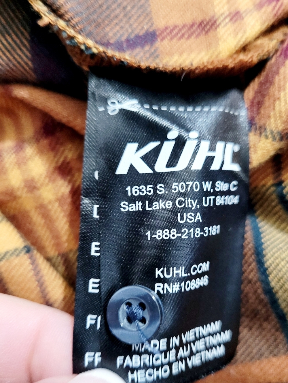 KÜHL Flannel Shirt Womens Small Orange Plaid Long Sleeve Button Up Outdoor Hikin - Picture 9 of 16